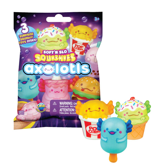 ORB Arcade Soft ‘n Slo Axolotl Squishies – Blind Bag 4-Pack