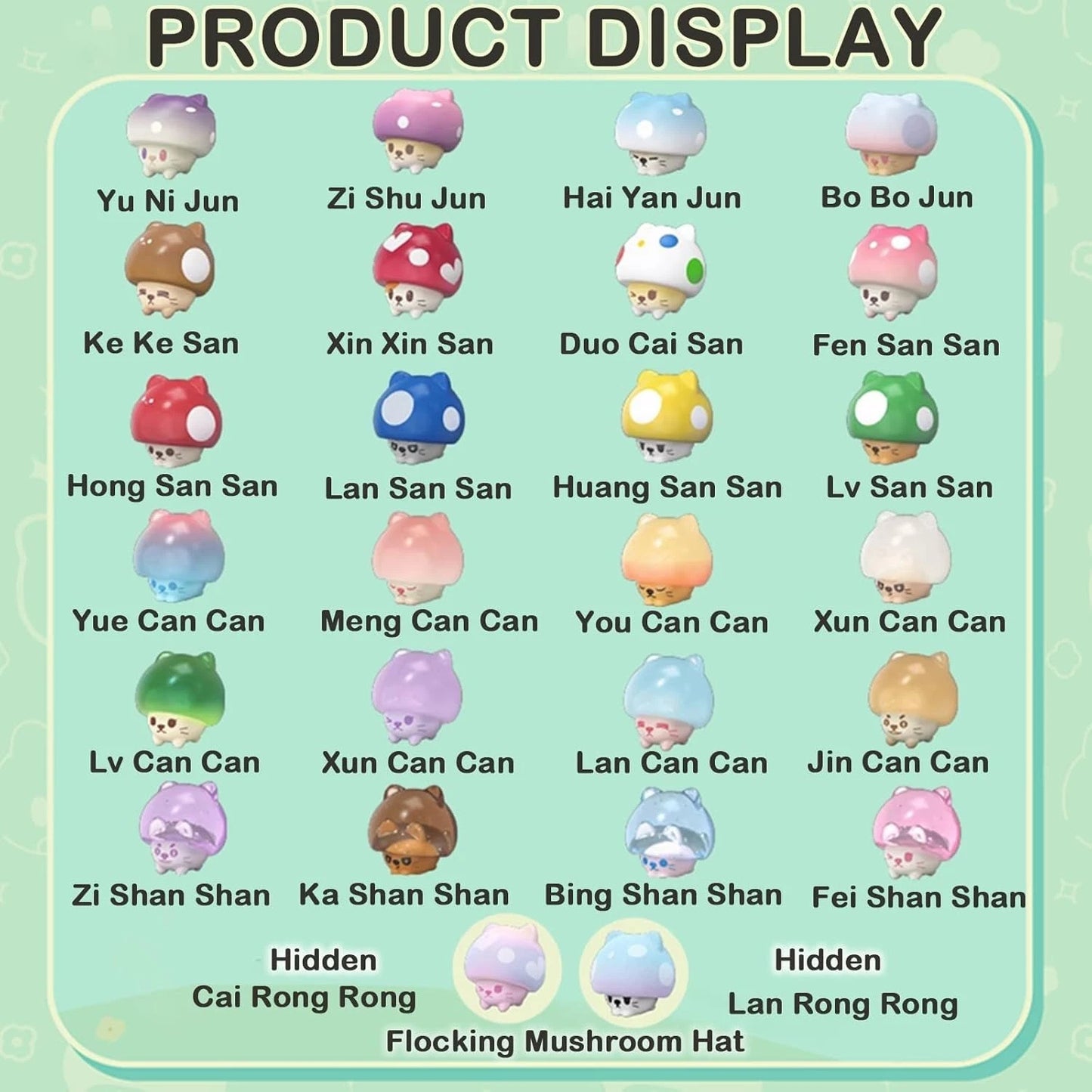 BEEMAI Mushroom Cat Series Figures - Blind Pack (5 items in 1 pack) (1pc)