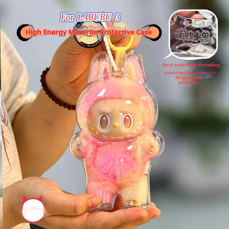 Labubu Plush Display Case – Transparent Travel Storage for Mini Plush Toys & Collectibles (1pc)