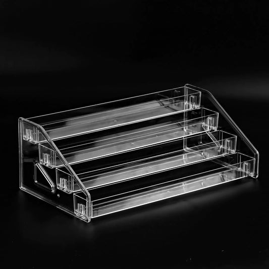 4-Layer Clear Acrylic Display Stand – Tiered Organizer for Blind Box Figures, Gachapon, Mini Collectibles & Desk Displays